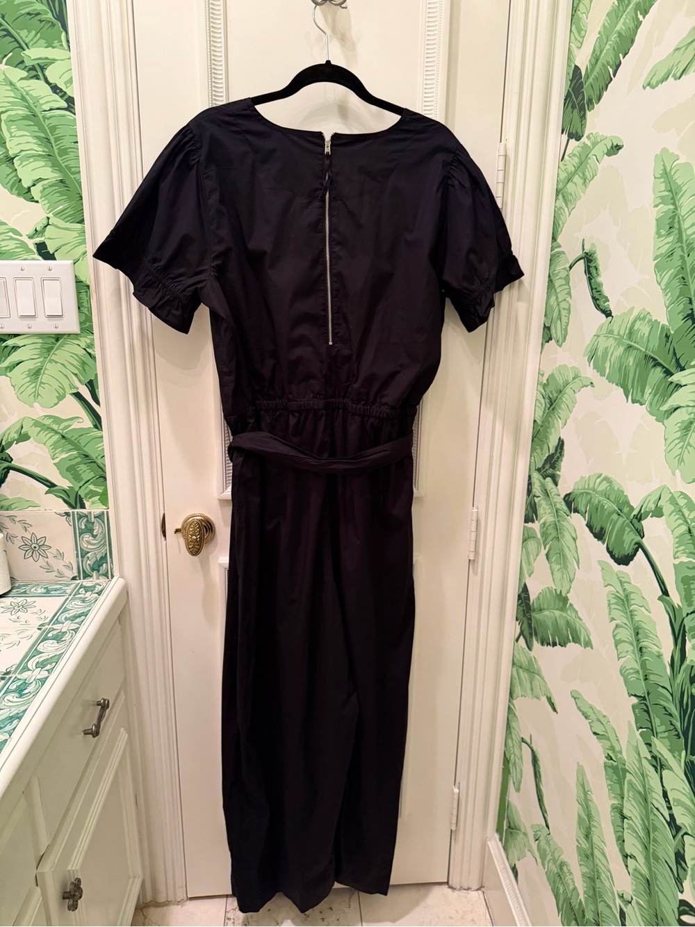 NWT J. Crew Ruffle stretch cotton poplin jumpsuit Black Size 18 Tall - Picture 9 of 9